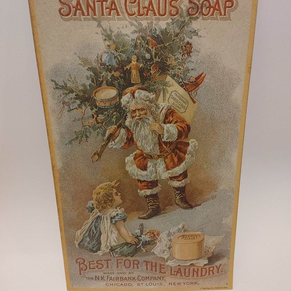 Santa Claus Soap Metal Sign Ad NK. Fairbank Company AAA Sign Co. Retro Repro - Picture 3 of 5